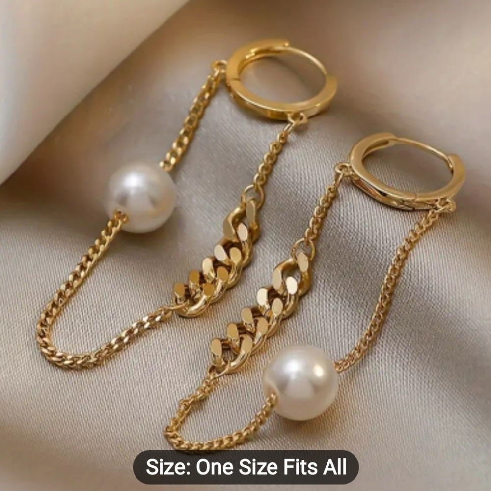 🎶 Earrings with faux pearl - Picture 3 of 3